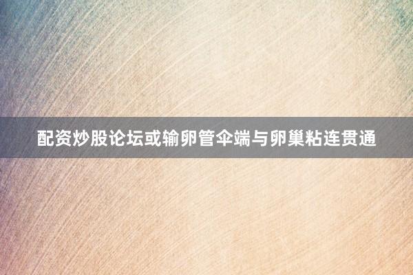 配资炒股论坛或输卵管伞端与卵巢粘连贯通