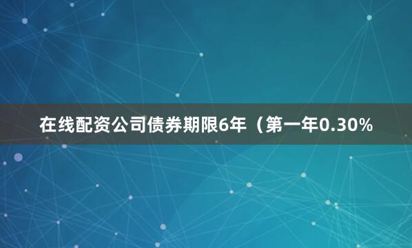 在线配资公司债券期限6年（第一年0.30%